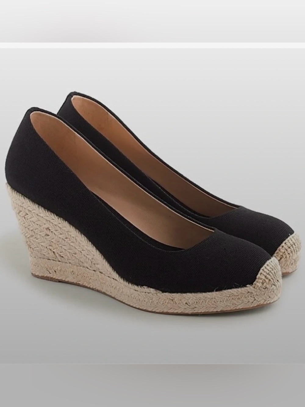 J. Crew Wedge Espadrille in Black Canvas